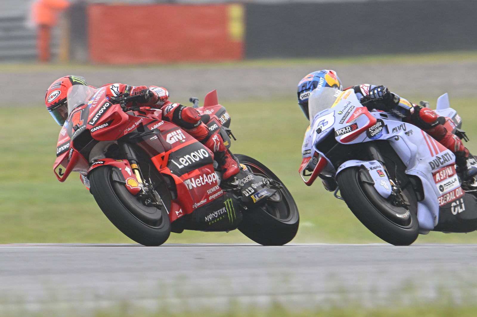 Francesco Bagnaia leads Alex Marquez, 2023 MotoGP Argentinian Grand Prix. - Gold and Goose