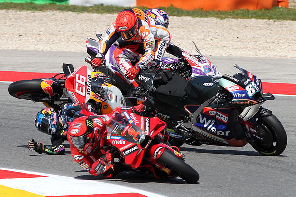 Francesco Bagnaia, Marc Marquez, Miguel Oliveira, 2023 MotoGP Portuguese Grand Prix. - Gold and Goose