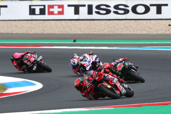 Francesco Bagnaia leads MotoGP pack, 2023 MotoGP Dutch TT. - Gold and Goose