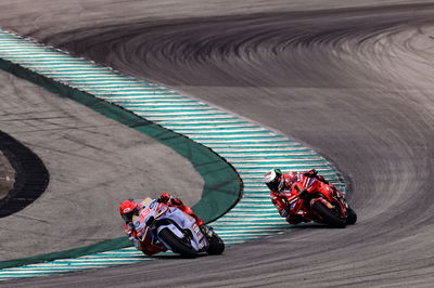 Marc Marquez, Francesco Bagnaia, 2024 MotoGP Sepang Test. - Gold and Goose