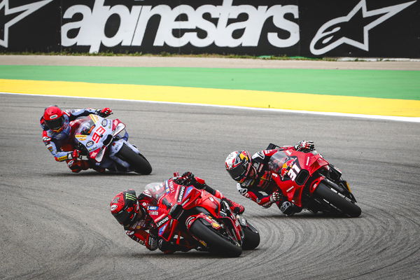 Francesco Bagnaia, Marc Marquez, Pedro Acosta, 2024 MotoGP Portuguese Grand Prix. - Gold and Goose