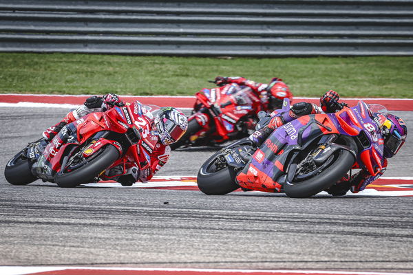 Jorge Martin, Enea Bastianini, Francesco Bagnaia, 2024 MotoGP Grand Prix of the Americas podium. - Gold and Goose