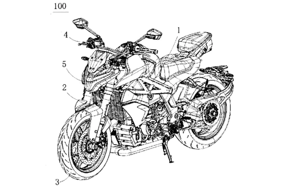 CFMoto '1250 NK' patent drawing.