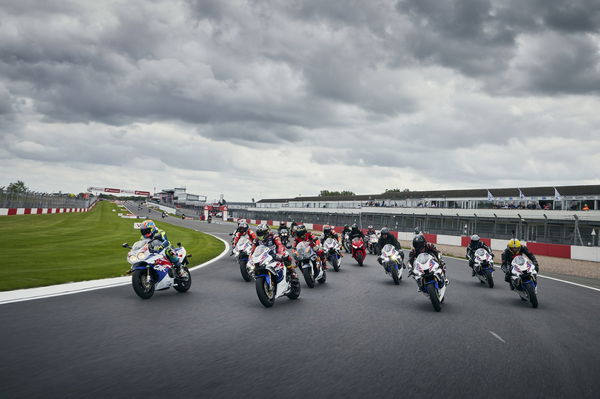 Honda Fireblades riding around Donington Park