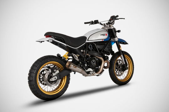 Ducati Scrambler Desert Sled with Zard Zuma slip-on exhaust. - Zard