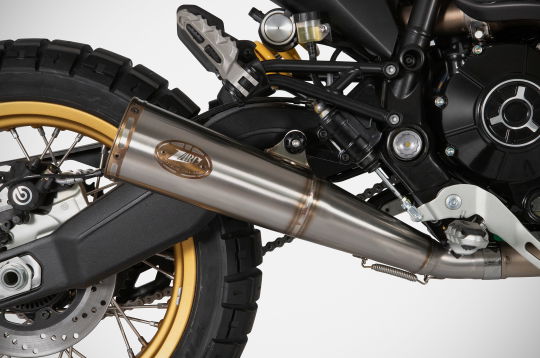 Zard Zuma slip-on exhaust on Ducati Scrambler Desert Sled. - Zard