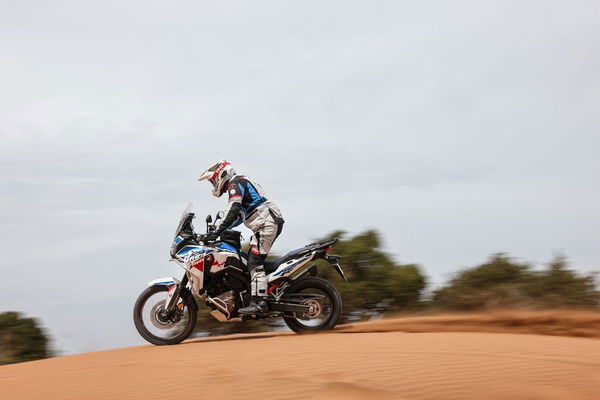 Honda CRF1100L Africa Twin on a dirt road, Honda Adventure Roads 2024, Morocco.