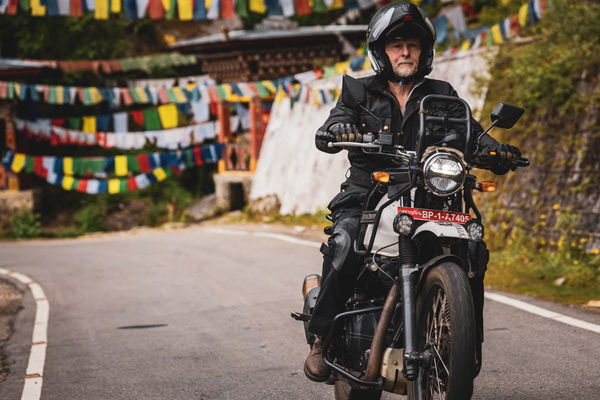 A Royal Enfield Himalayan in Bhutan