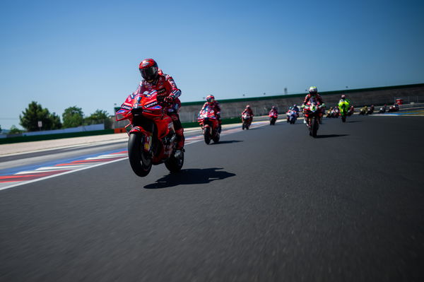 Francesco Bagnaia riding the new Ducati Panigale V4 at Misano