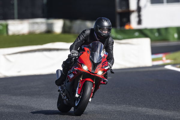 A BMW S1000 RR on track