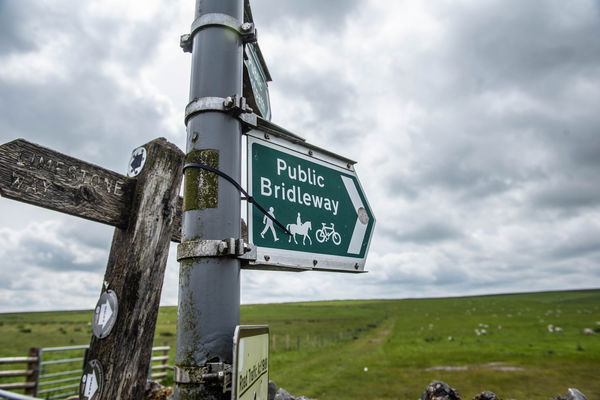 A bridleway that is only open to pedestrians, horses and bicycles