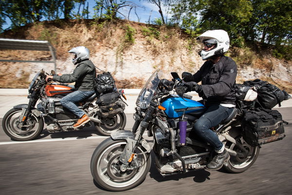 McGregor and Boorman riding Harley-Davidson LiveWires for Long Way Up