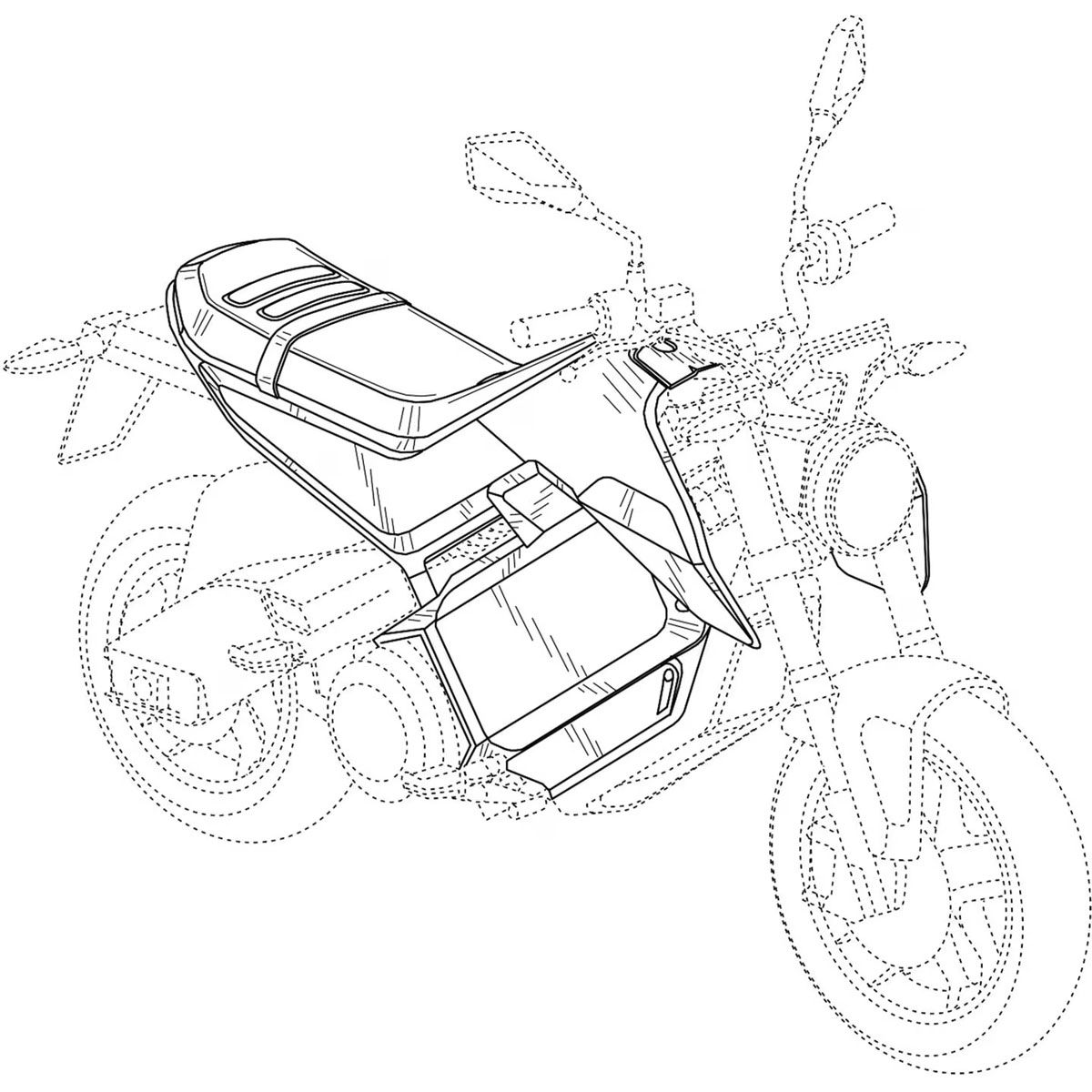 A patent filing of an electric motorcycle