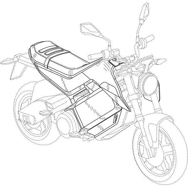 A patent filing of an electric motorcycle