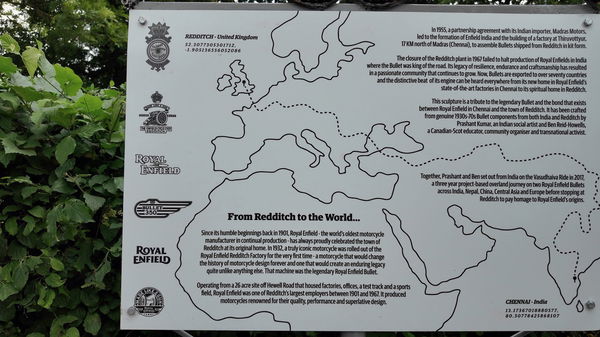 A map outlining the journey from Redditch to Chennai