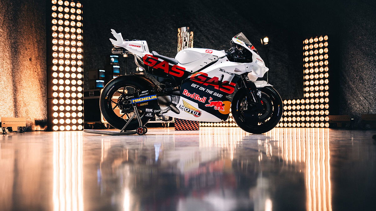 Red Bull GasGas Factory Racing Tech3 KTM RC16 in retro paint for the 2024 MotoGP British Grand Prix. - GasGas.