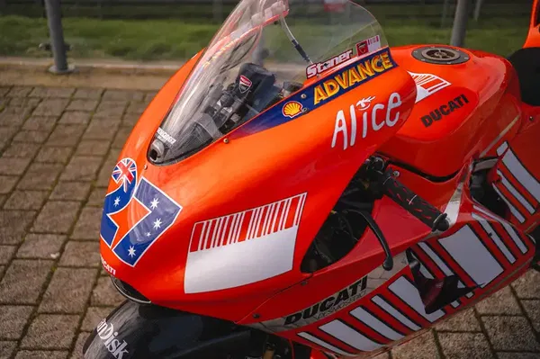 The front fairing of Casey Stoner's GP7 Ducati MotoGP bike