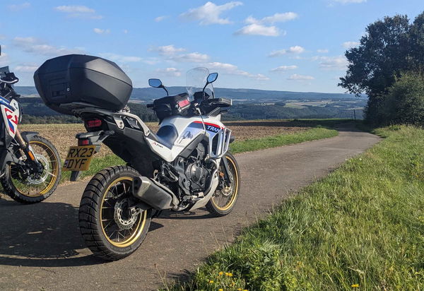 A Honda XL750 Transalp overlooking German countryside