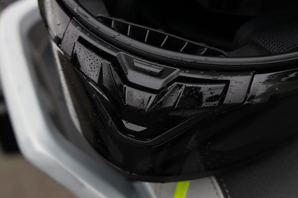 The chin vent on a motorcycle helmet