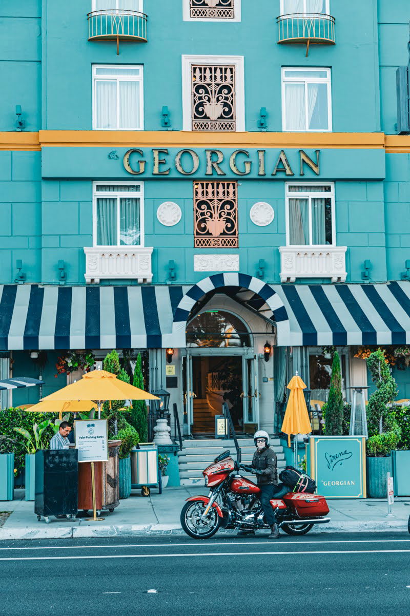 Outside the Georgian Hotel in Santa Monica, an Art Deco gem