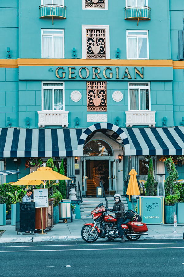 Outside the Georgian Hotel in Santa Monica, an Art Deco gem