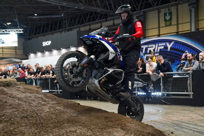 BMW R1300 GS stunt riding at Motorcycle Live