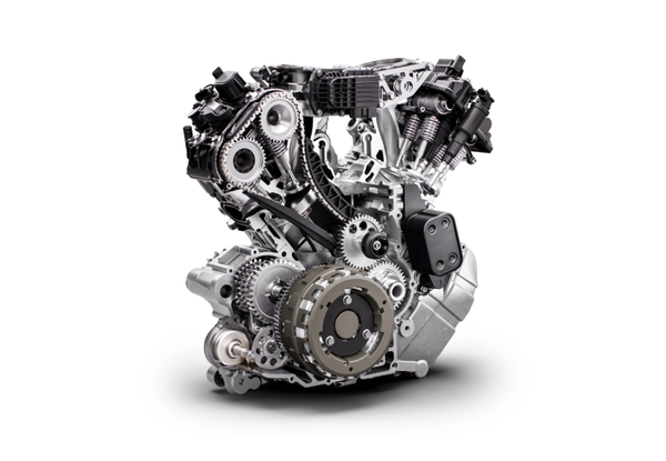 The KTM LC8 engine is modified to accept the system