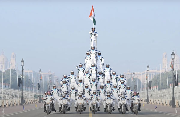 Indian Team Set Largest Human Motorcycle Pyramid Record