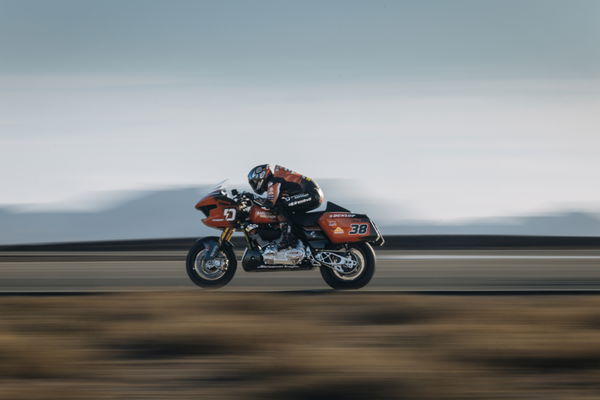 Bradley Smith testing the Harley-Davidson King of the Baggers Road Glide