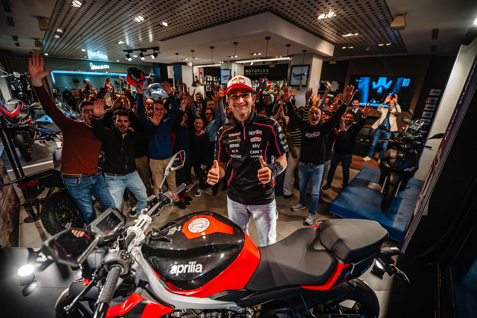 Aprilia Tuono 457 pre-booking launch with Martin