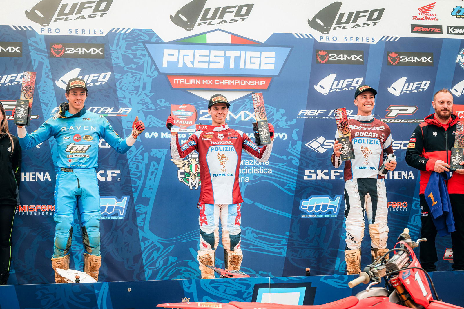 Ducati Desmo250 MX debut podium
