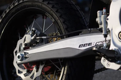 The swingarm of the CCM GP450