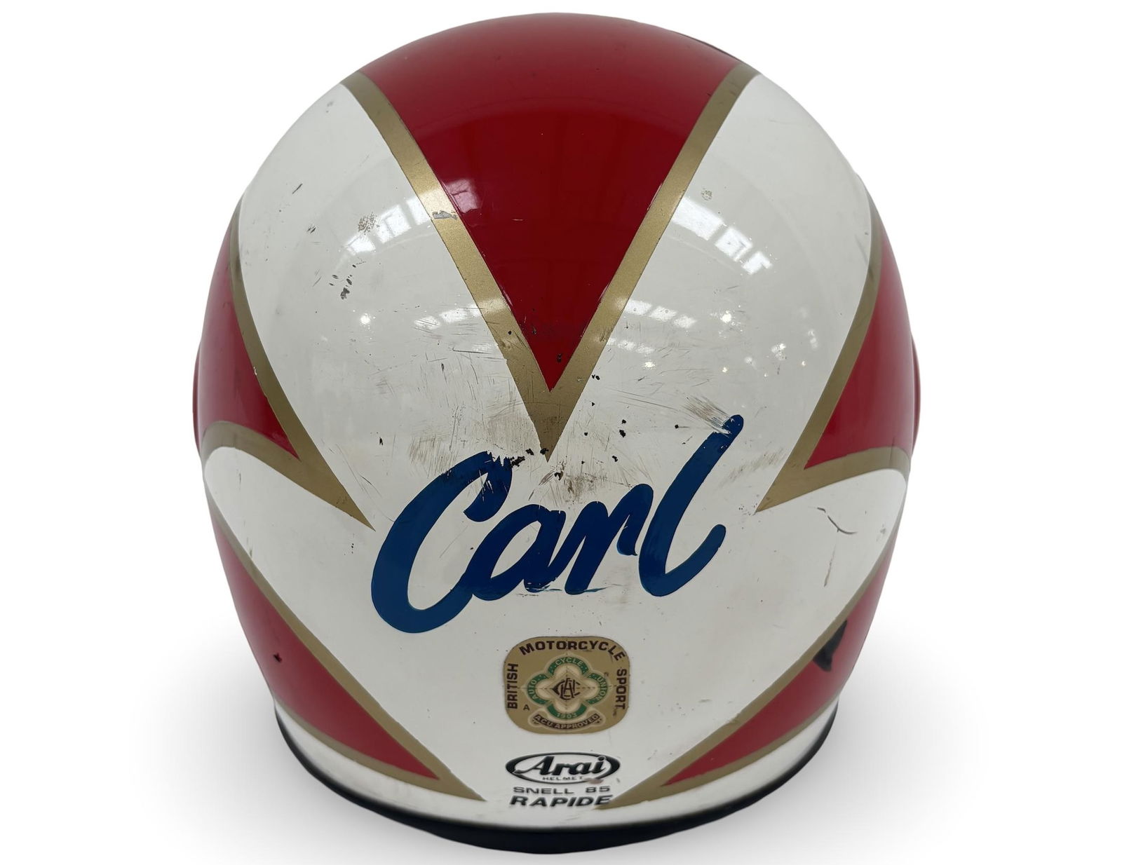 A helmet worn by Carl Fogarty