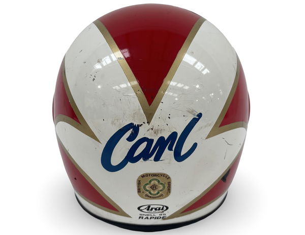 A helmet worn by Carl Fogarty