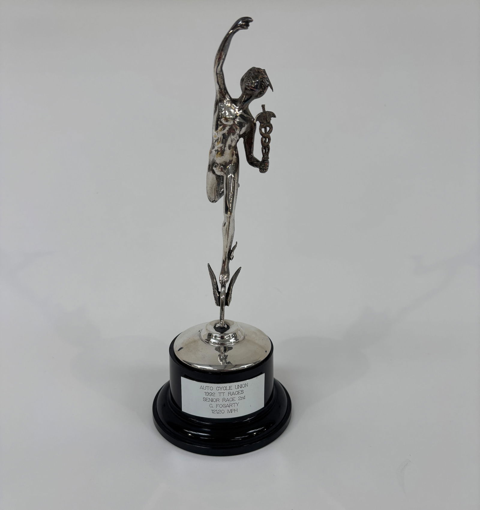 A Silver TT replica trophy awarded to Carl Fogarty