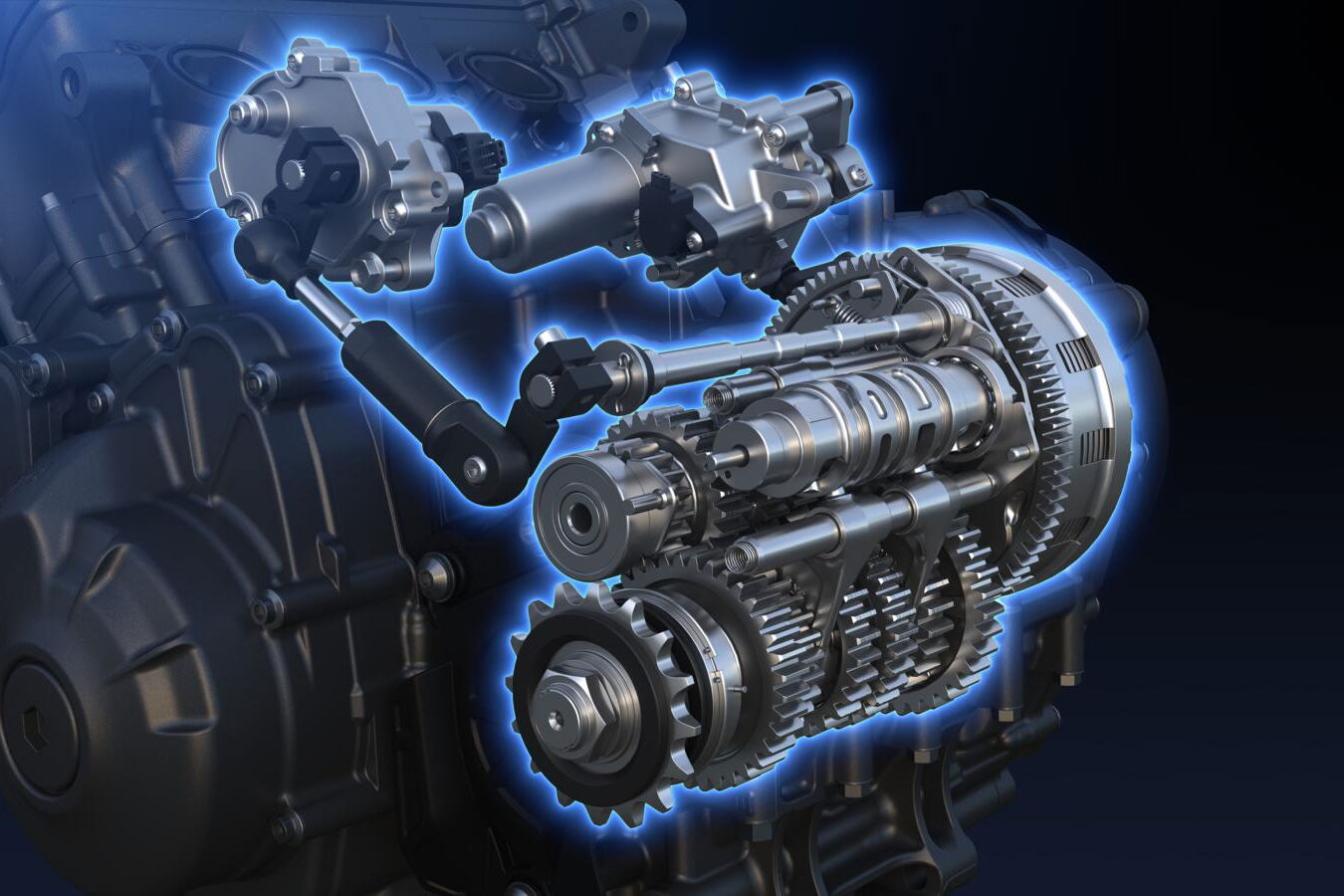 A cutaway image of the Y-AMT system on a CP3 engine