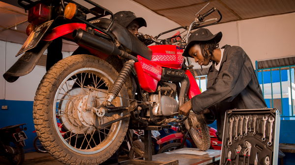A Yamaha AG100 undergoing maintenance