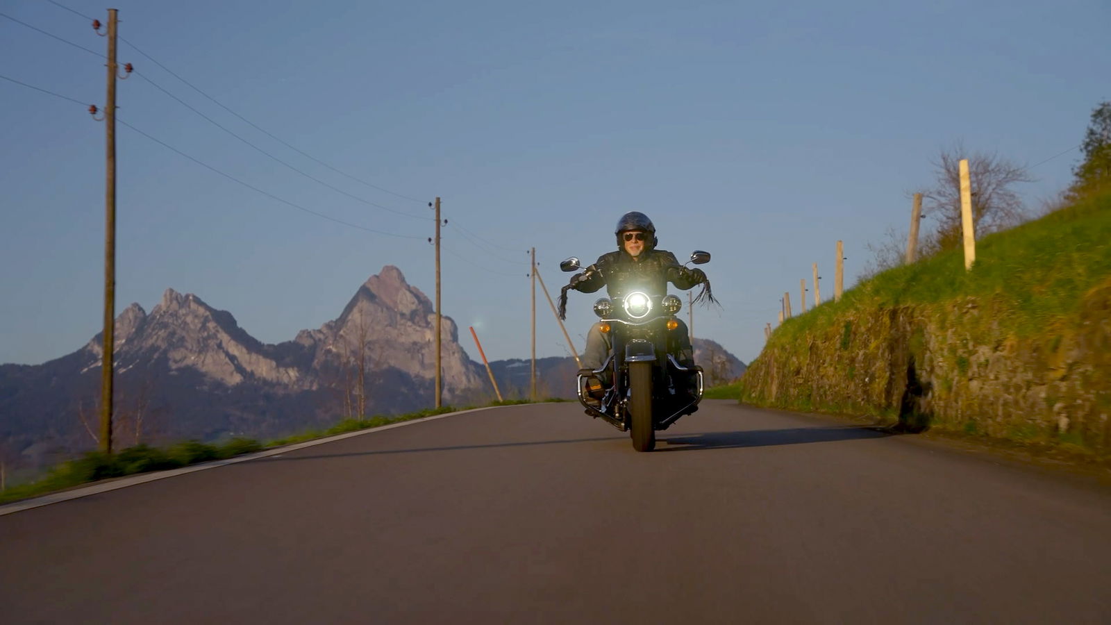 A Harley-Davidson being ridden on solar fuel
