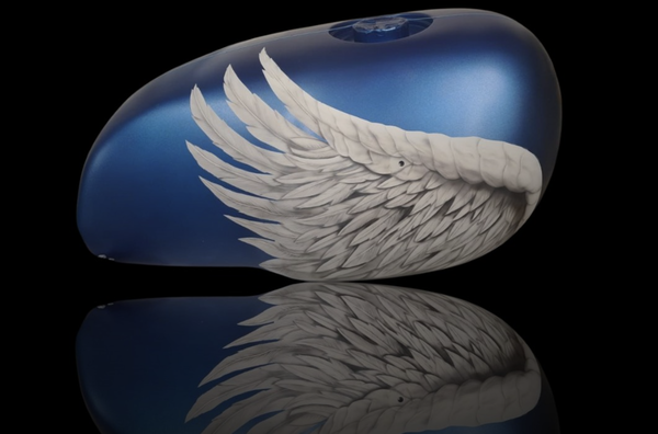 The fuel tank of a custom bike