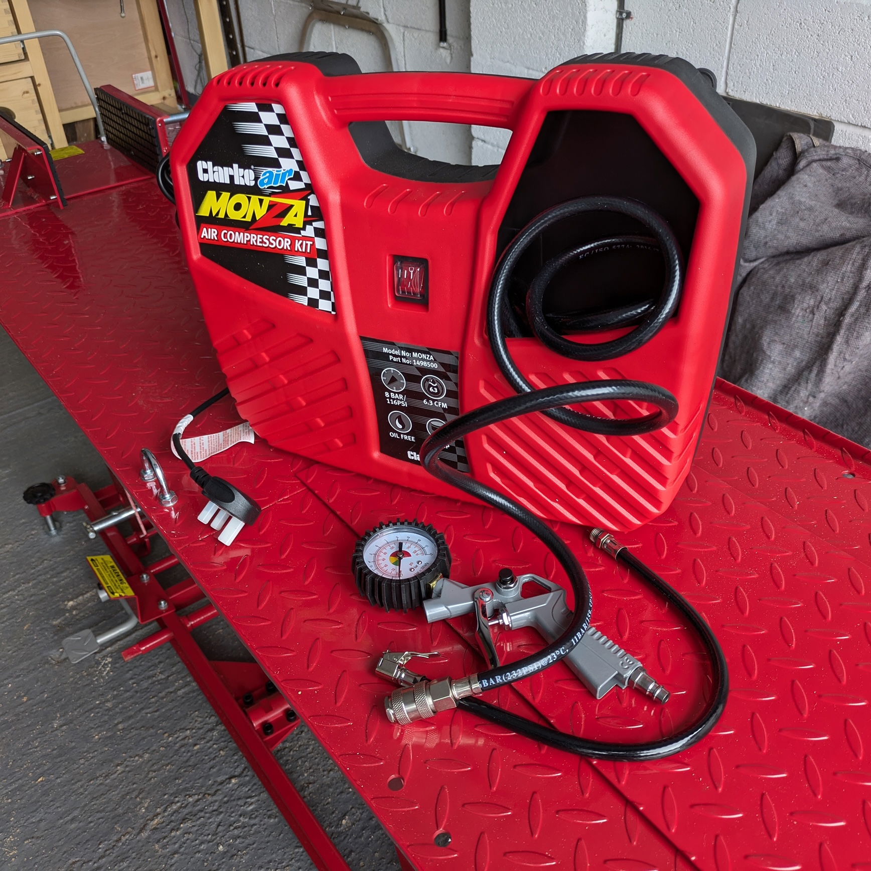 The Clarke Monza portable air compressor
