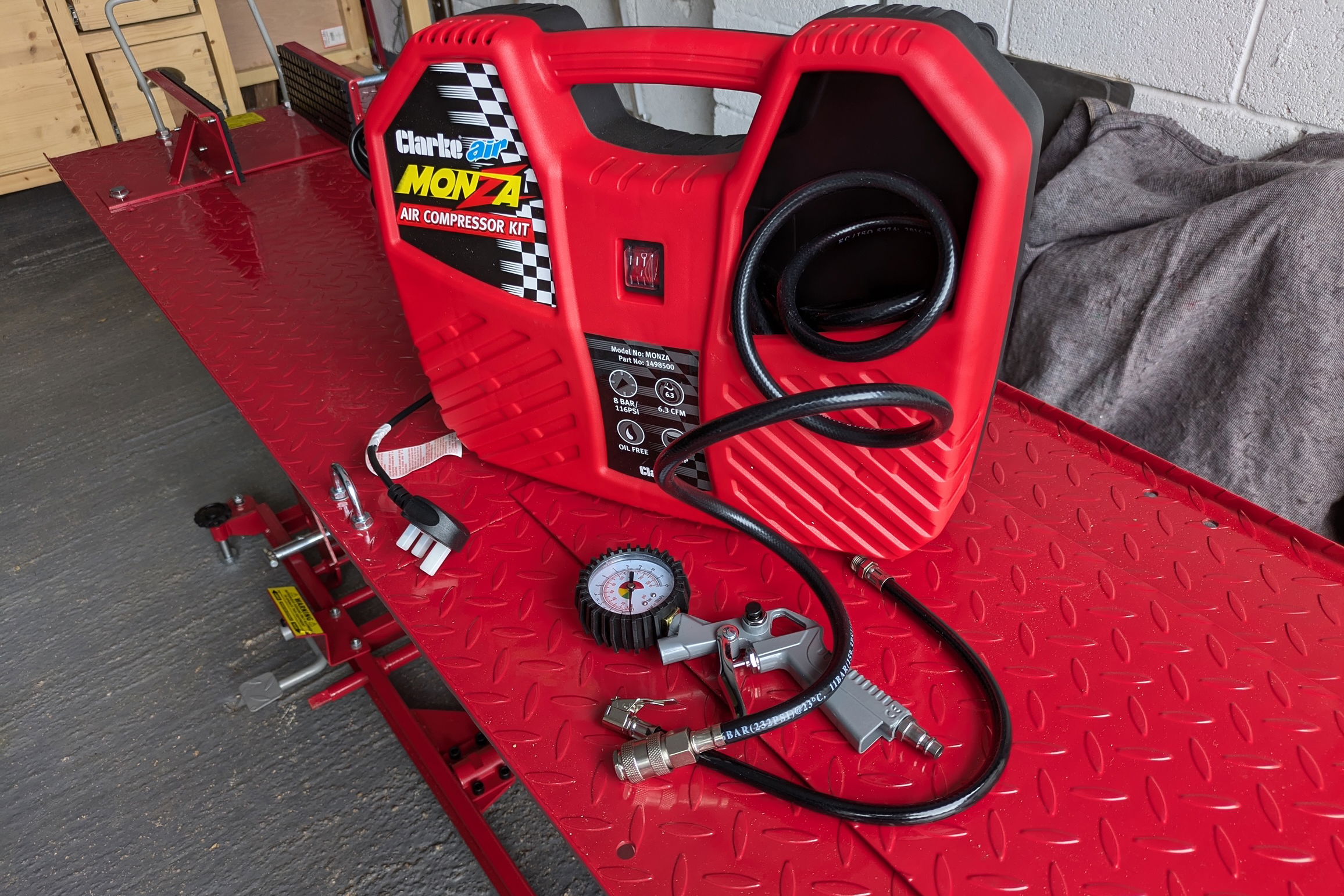 The Clarke Monza portable air compressor