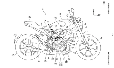 A patent showing a Honda CB1000R E-Clutch motorcycle