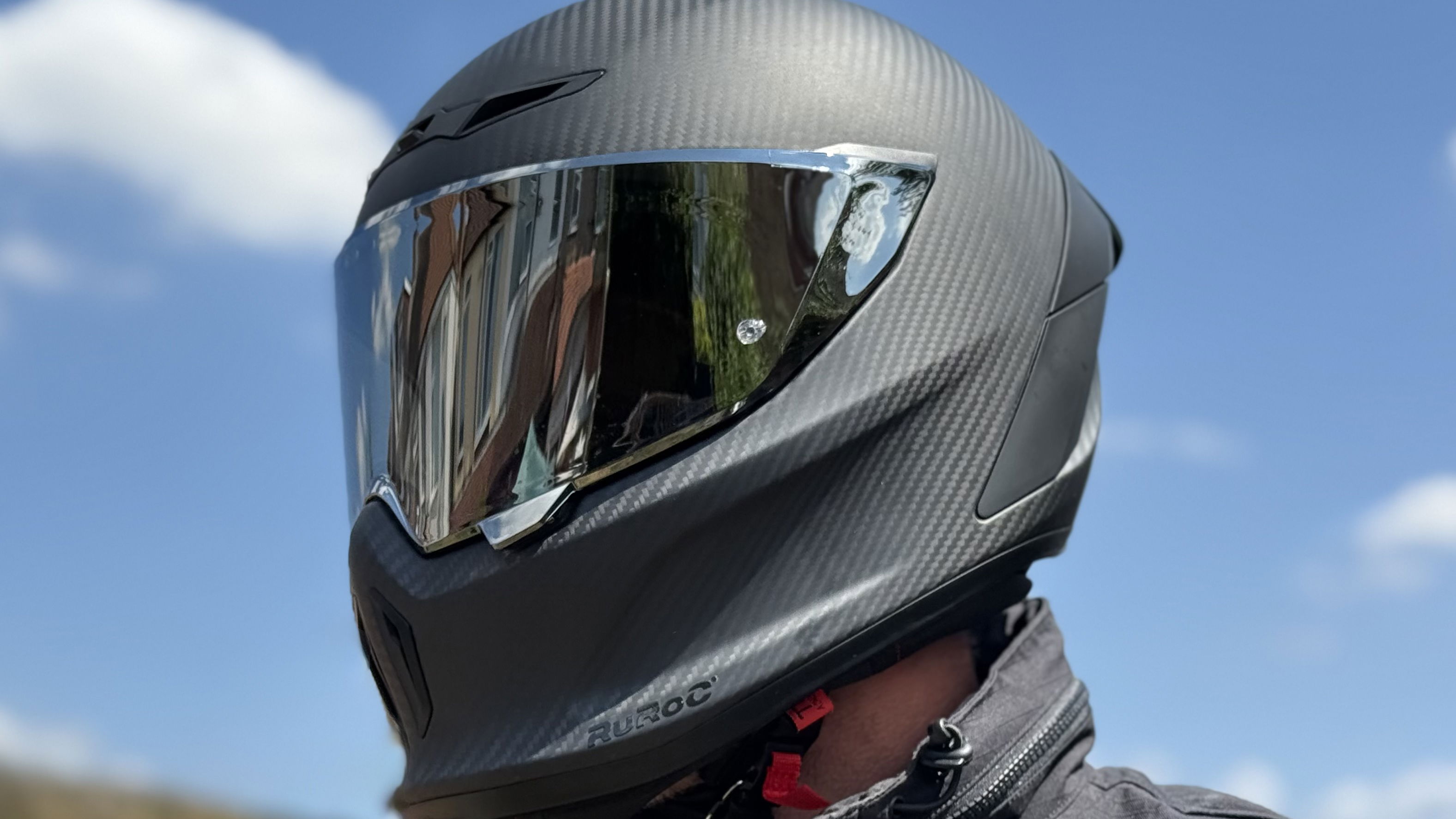 The Ruroc Eox Raw Carbon Motorcycle Helmet