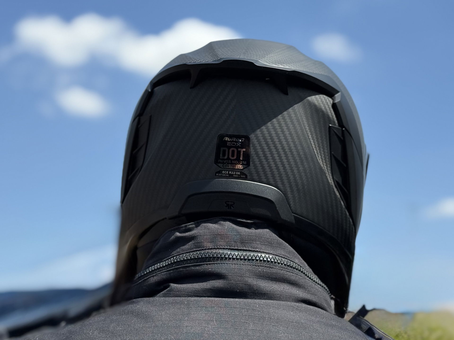 The Ruroc Eox Raw Carbon Motorcycle Helmet