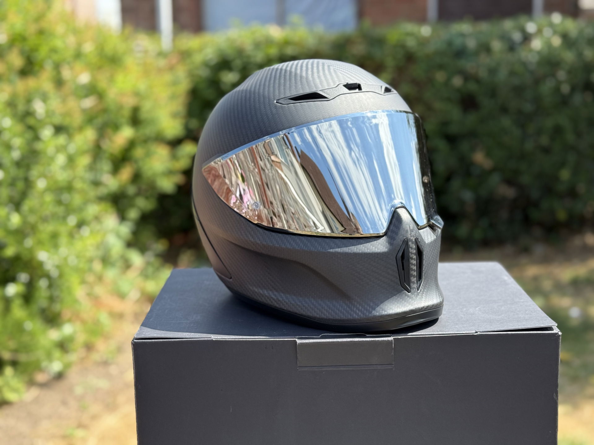The Ruroc Eox Raw Carbon Motorcycle Helmet