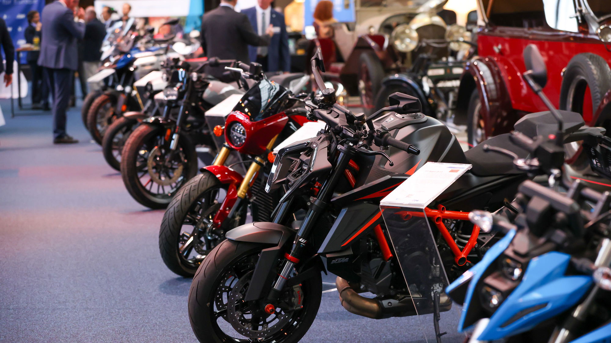 A row of modern motorcycles