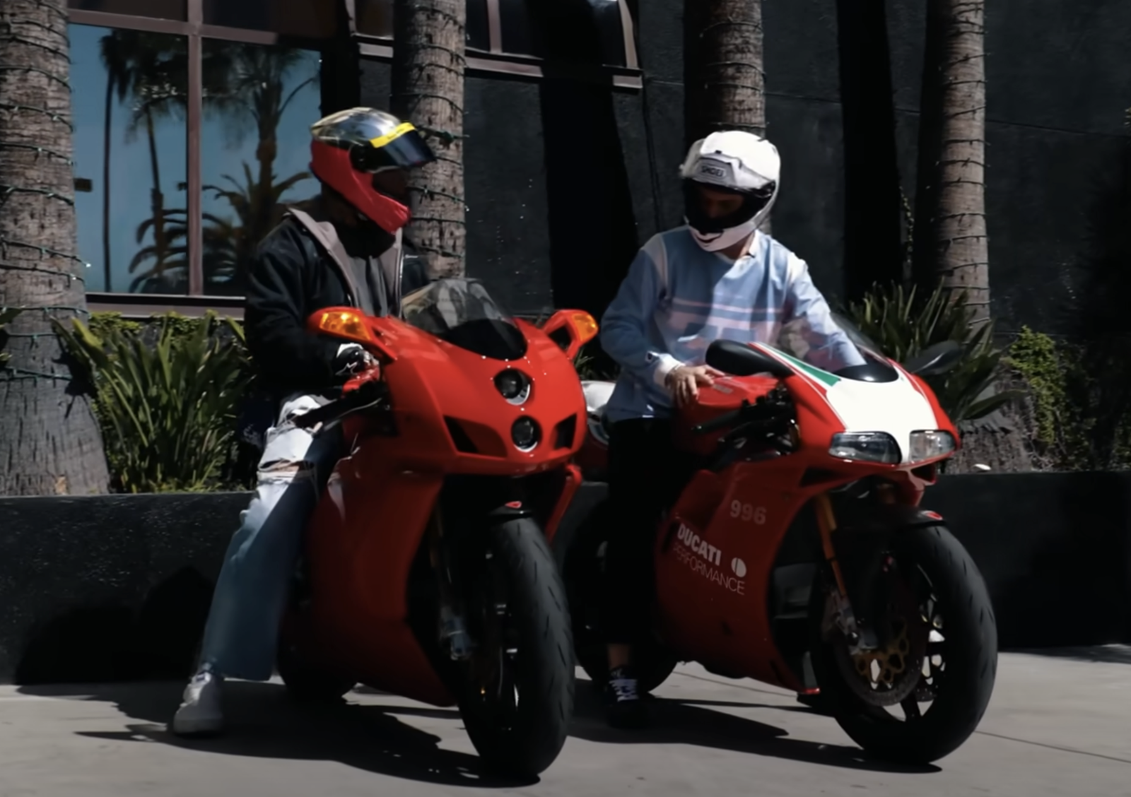 Ducati MotoGP racer Fabio Di Giannantonio rides Ducati 996 in Hollywood