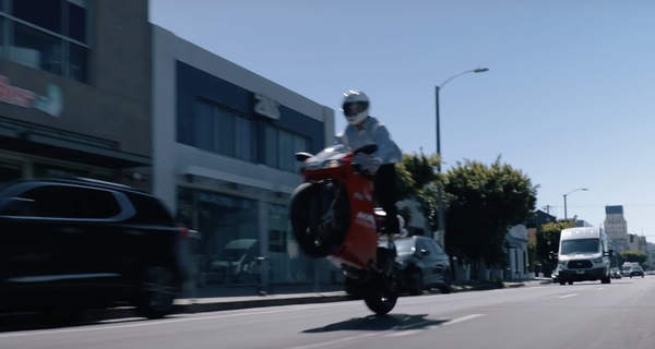 Popping wheelies in LA on a Ducati 996