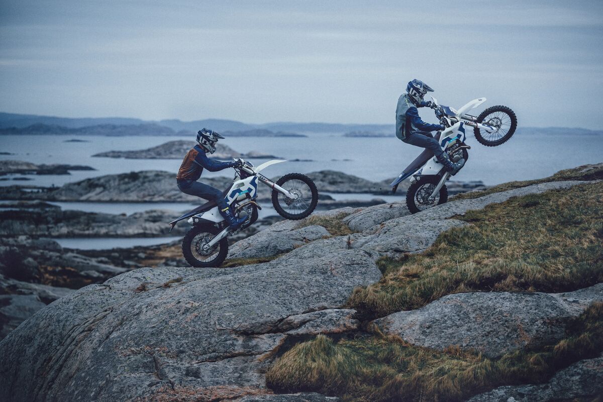 Husqvarna's new FE 250 and 450 enduro bikes together. Credit - Rudi Schedl