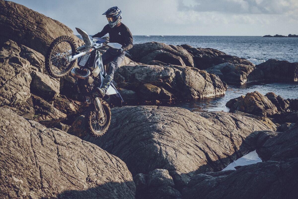 New Husqvarna TE 250 two-stroke bike in action. Credit - Rudi Schedl